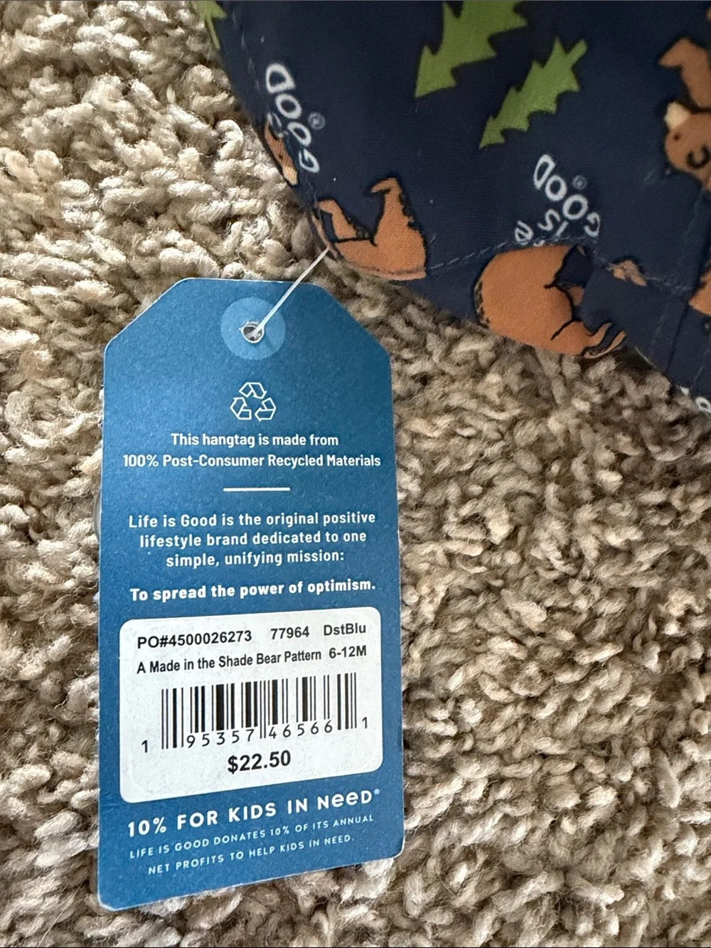 Life Is Good Navy Bucket Hats with Orange Bear & Green Tree Prints - Kids